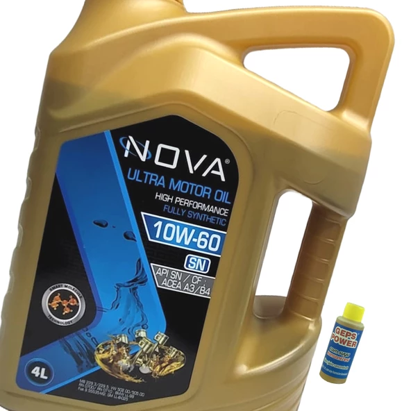 Nova 10W-60 4 Litre Tam Sentetik Motor Yağı + Cam Sabunu 80 ml ürün görseli 1