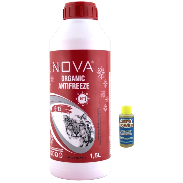 Nova -25 Derece Organik Kırmızı G12 Antifriz 1.5Litre +Cam Sabunu ürün görseli 1