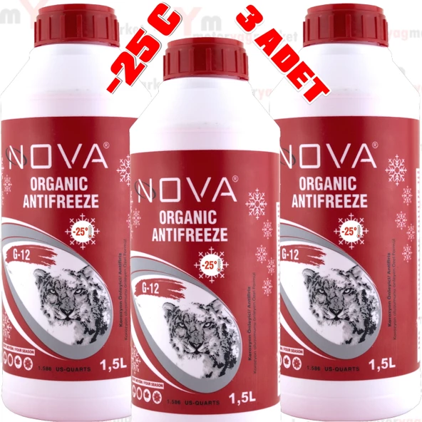 Nova -25 Derece Organik Kırmızı G12 Antifriz 3 X 1.5 Litre ürün görseli 1