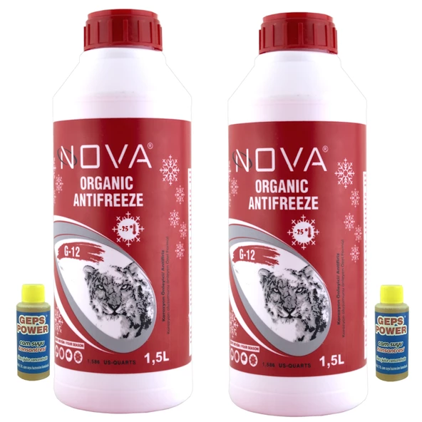 Nova -25 Derece Organik Kırmızı Antifriz 2 x 1.5 Litre  +2 Cam Sabunu 80ml ürün görseli 1