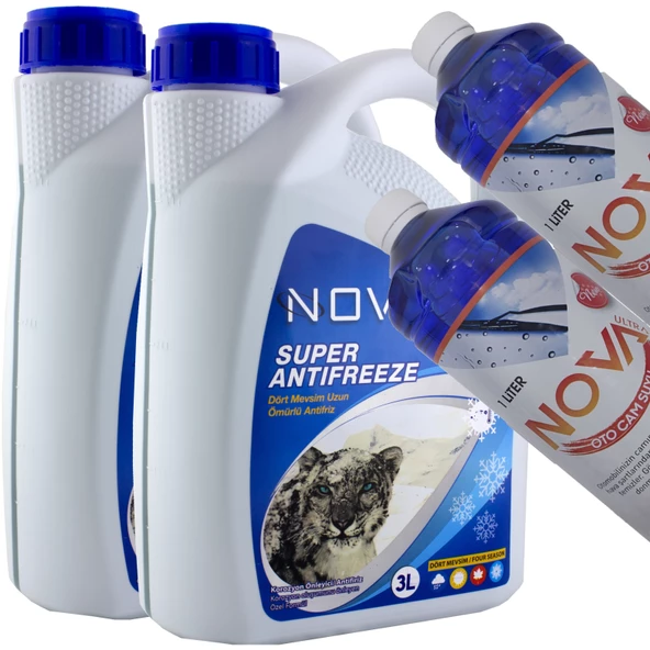Nova ULTRA -25 Derece 3 Litre Yeşil Antifriz (2 ADET) + 2 Cam Suyu ürün görseli 1