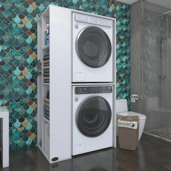 Kenzlife Çamaşır-Kurutma Makinesi Dolabı Demyan Sol Byz 180*090*60 Banyo Kapaksız Arkalıksız ürün görseli 1
