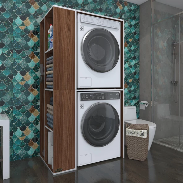 Kenzlife çamaşır-kurutma makinesi dolabı demyan sol cvz 180*090*60 banyo kapaksız arkalıksız ürün görseli 1