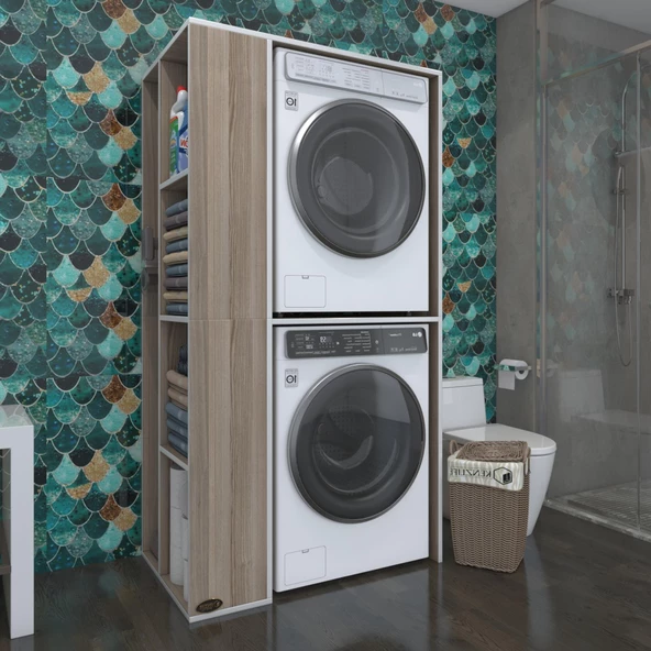 Kenzlife çamaşır-kurutma makinesi dolabı demyan sol crd 180*090*60 banyo kapaksız arkalıksız ürün görseli 1