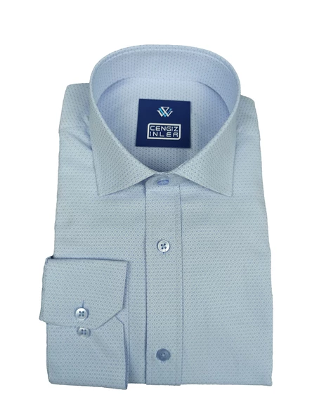 Cengiz İnler Standart Yaka Baklava İçi Kare Desen Slim Fit Erkek Pamuk Gömlek ürün görseli 1