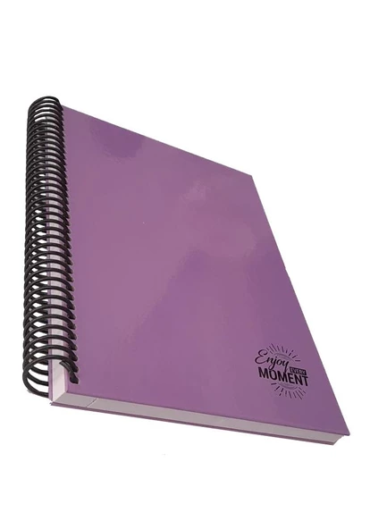 Sert Kapak Spralli Defter 120 Yaprak Kareli 17X24 Orta Boy 1 Adet Enjoy Every Moment Sert Kapak Defter ürün görseli 1
