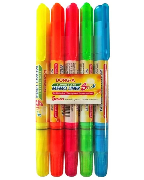 Dong A Memo Liner Stick Jel Fosforlu Kalem 5li Set ürün görseli 1
