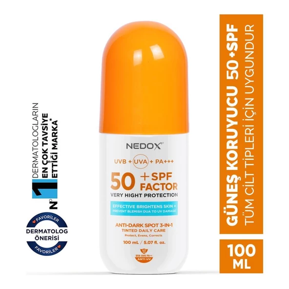 NEDOX Leke Karşıtı Spf 50 Tüm Ciltler Için Yüksek Korumalı Nemlendirici Güneş Krem 100 ml ürün görseli 1