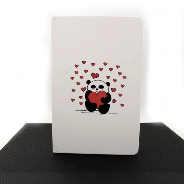 Termo Deri Mutlu Çift Desenli Lastikli Defter - Resim 3