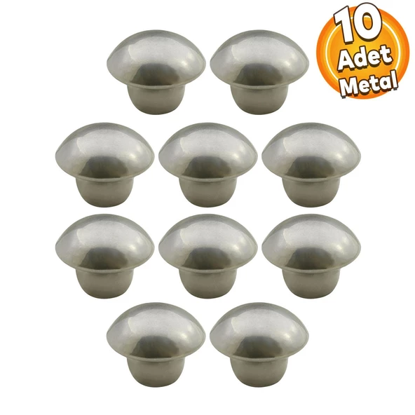 Mantar Düğme Kulp Çekmece Dolap Kapak Kulpu Kulbu Krom Tek Vidalı Metal Kulpları (10 ADET) ürün görseli 1