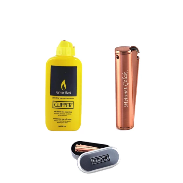 İsme Kişiye Özel Clipper Benzinli Çakmak ve 80 ml Benzin Seti ürün görseli 1