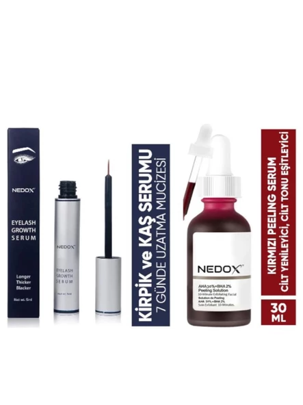 NEDOX Kaş Ve Kirpik Serum 6 ml+Cilt Yenileyici Cilt Tonu Eşitleyici Kırmızı Peeling Serum Aha %30 Bha %2 Ph % 3.5 Serum 30 ml ürün görseli 1