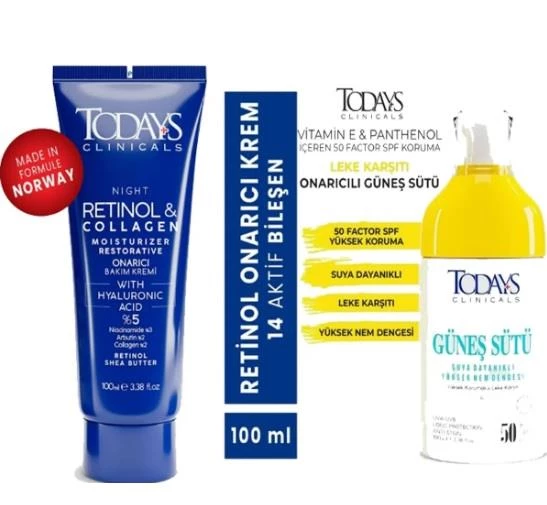 TODAYS CLİNİCALS Onarıcı Krem - Retinol 100 ml + Güneş Sütü 50 + Spf Yüksek Koruma Leke Karşıtı 100 ml ürün görseli 1