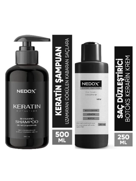NEDOX Keratinli Saç Bakım Şampuanı 500 ml+ Saç Düzleştirici,şekillendirici Keratin Botoks Krem 250 ml ürün görseli 1