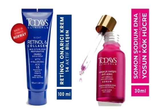 TODAYS CLİNİCALS Onarıcı Krem - Retinol 100 Ml + Kırışıklık Karşıtı Serum 30 Ml ürün görseli 1