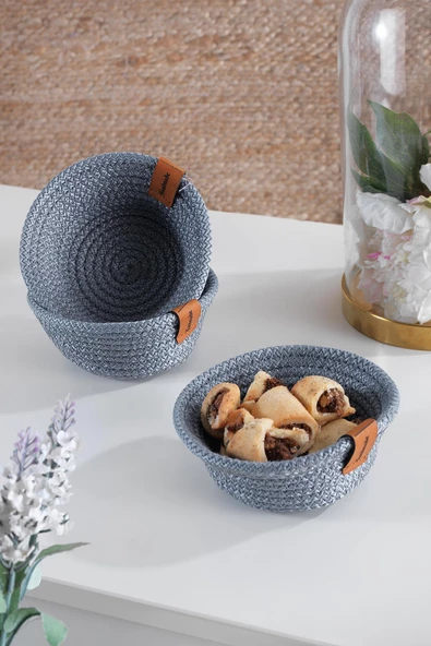 Mini | 3 Adet Çerezlik Kuru Pasta Sepeti | Çok Amaçlı El Yapımı Sepet ürün görseli 1