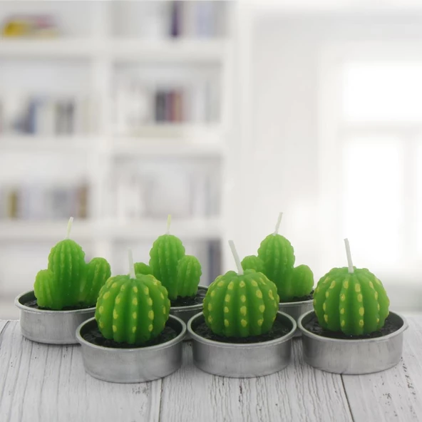 6 Adet Kaktüs Tealight Mum ürün görseli 1