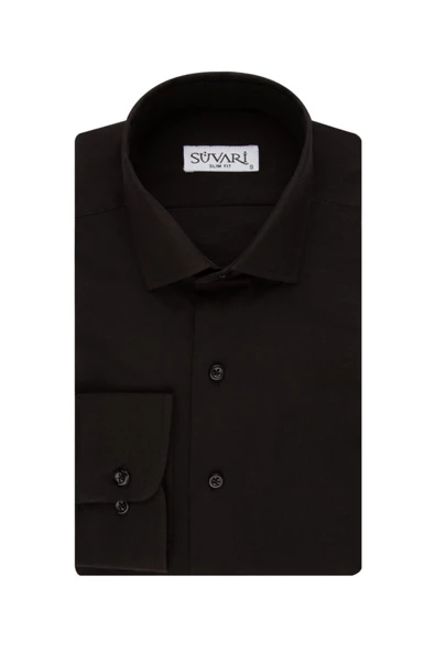 SÜVARİ 2 Lİ SİM FİT DÜZ GÖMLEK SETİ SİYAH BEYAZ - Resim 5