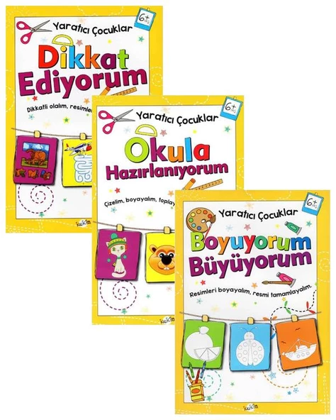 Yaratıcı Çocuklar Okula Hazırlanıyorum Boyuyorum Büyüyorum ve Dikkat Ediyorum 3lü Set ürün görseli 1