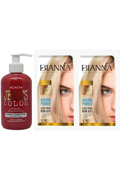 Jeans Color Saç Boyası Pamuk Şekeri Pembe 250 ml + Bianna Açıcı 2 Paket ürün görseli 1