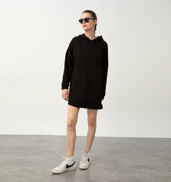 Nors Frig Kapüşonlu Tunik Sweatshirt Siyah ürün görseli 1