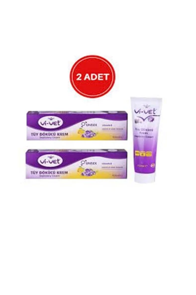 Vivet Tüy Dökücü Krem 100 ml Depilatory Cream Unısex E Vitaminli 2 Adet ürün görseli 1