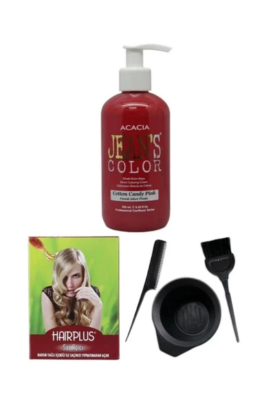 Saç Boyası Pamuk Şekeri Pembe 250ml, Saç Açıcı Ve Fluweel Saç Boya Kabı Seti ürün görseli 1