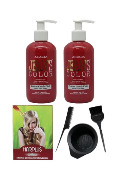 Saç Boyası Pamuk Şekeri Pembe 250ml 2ad, Saç Açıcı Ve Fluweel Saç Boya Kabı Seti ürün görseli 1