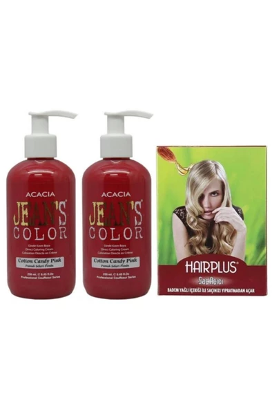 Saç Boyası Pamuk Şekeri Pembe 250 ml 2 Adet Ve Hairplus Saç Açıcı ürün görseli 1