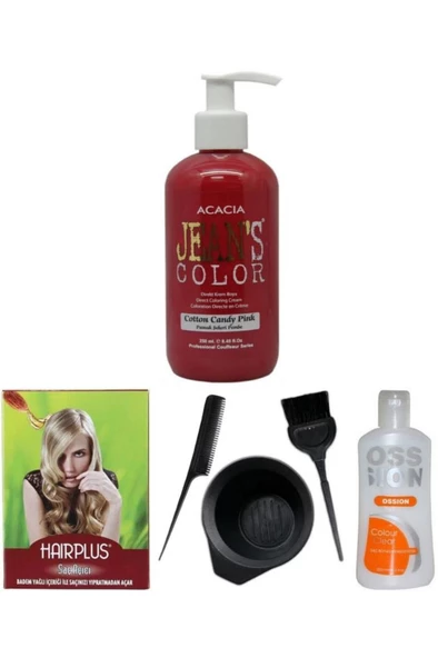 Saç Boyası Pamuk Şekeri Pembe 250ml , Saç Açıcı, Boya Temizleyici Ve Fluweel Boya Seti ürün görseli 1
