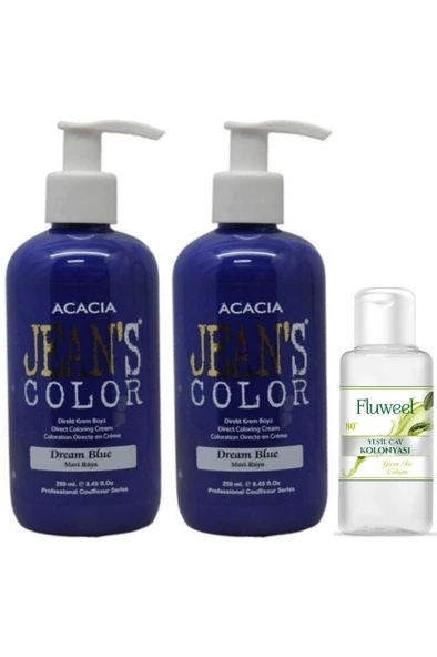 Jeans Color Saç Boyası Mavi Rüya 250ml 2ad Ve Fluweel Yeşil Çay Kolonyası 35ml ürün görseli 1
