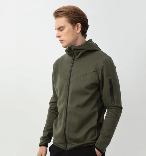 Nors Njord Kapüşonlu Sweatshirt Haki - Resim 2