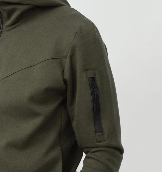 Nors Njord Kapüşonlu Sweatshirt Haki - Resim 5