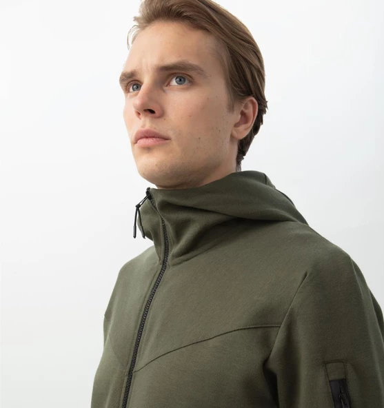 Nors Njord Kapüşonlu Sweatshirt Haki - Resim 4