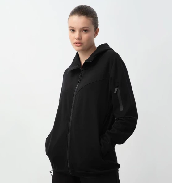 Nors Njord Kapüşonlu Sweatshirt Siyah - Resim 6