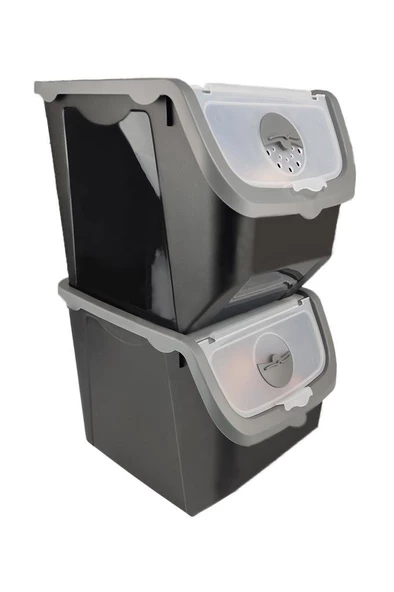 Digithome Coral 2'li Soğan Patates Saklama Kabı 12 Litre - Gri C320.037 ürün görseli 1