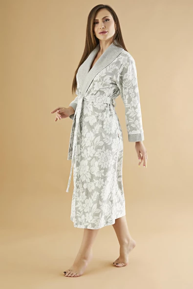 Jakarlı Lakoste Bambu Cotton Bayan Sabahlık - Resim 3