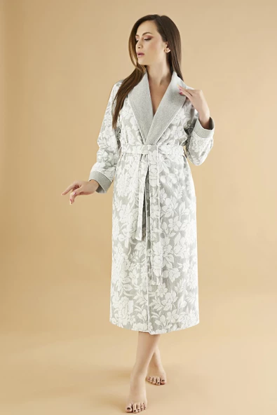 Jakarlı Lakoste Bambu Cotton Bayan Sabahlık ürün görseli 1