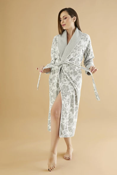 Jakarlı Lakoste Bambu Cotton Bayan Sabahlık - Resim 11