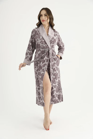 Jakarlı Lakoste Bambu Cotton Bayan Sabahlık - Resim 6