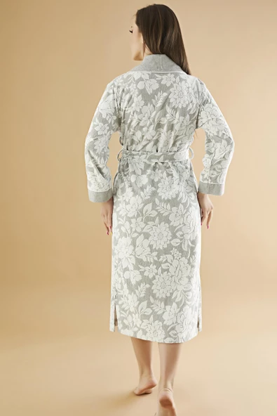 Jakarlı Lakoste Bambu Cotton Bayan Sabahlık - Resim 5