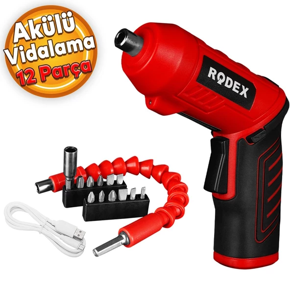 Rodex RDX3085 Akülü Vidalama Şarjlı Tornavida Vidalama Ucu Seti (12 PARÇA) ürün görseli 1
