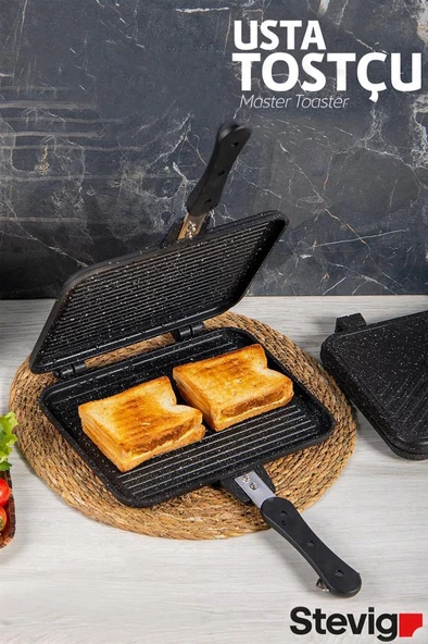 Stevig Usta Tostçu Granit Döküm Ocak Üstü El Tost Makinesi ST-101 ürün görseli 1