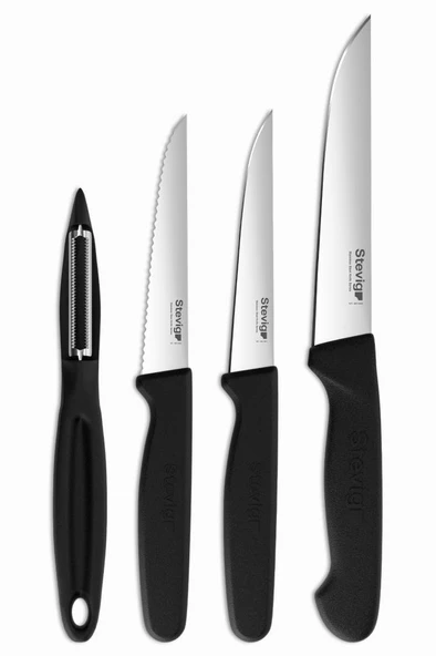 Stevig Cut 4 Fresh Sebze Soyacak ve Bıçak Seti 4 Parça Siyah ST-401 ürün görseli 1
