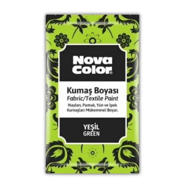 Yeşil Kumaş Boyası Toz 12 gr 1 Adet Nova Color Toz Kumaş Boyası Yeşil Kot Pantalon Gömlek Tişört Tekstil Kumaş Boyası 1 Adet ürün görseli 1