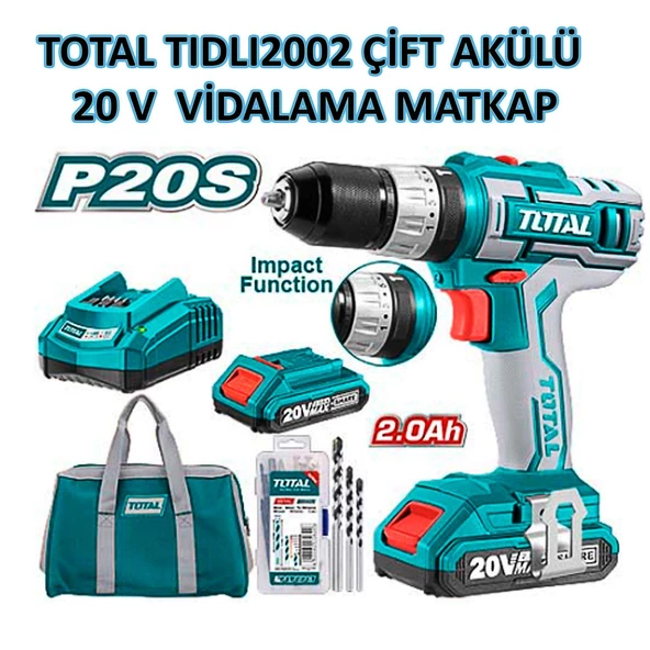 Total Tıdlı2002 Çift Akülü Darbeli Vidalama Matkap 20V Li-On ürün görseli 1