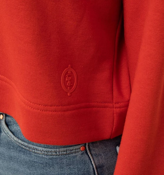 Nors Bolthor Kapüşonlu Crop Sweatshirt Kiremit - Resim 4