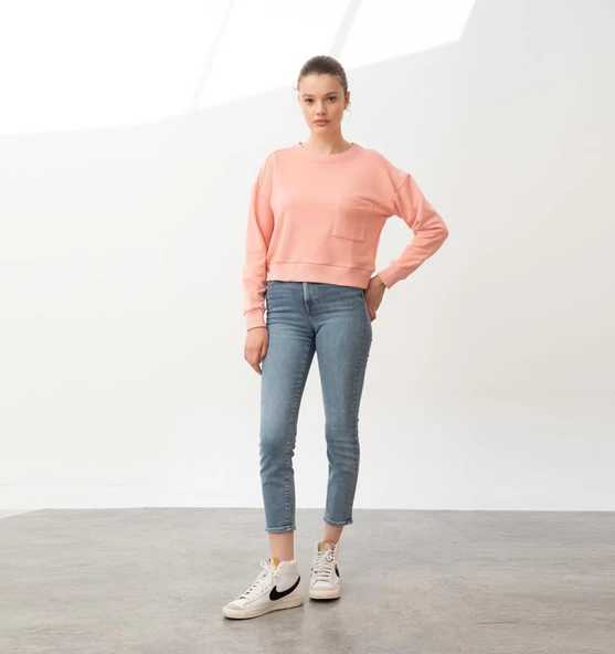 Nors Baldur Crop Sweatshirt Tozlu Pembe ürün görseli 1