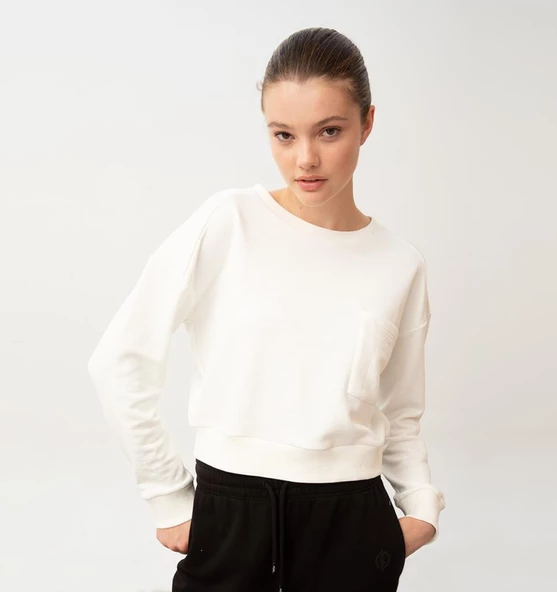 Nors Baldur Crop Sweatshirt Ekru - Resim 2