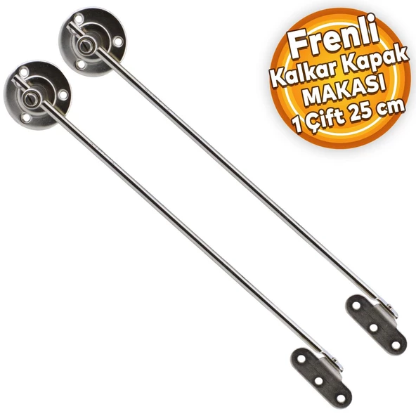 Kalkar Kapak Makası Frenli Dolap Çekmece Metal 25 Cm Sessiz Açma Kapama Amortisör Piston Nikel Bar (1 ÇİFT) ürün görseli 1